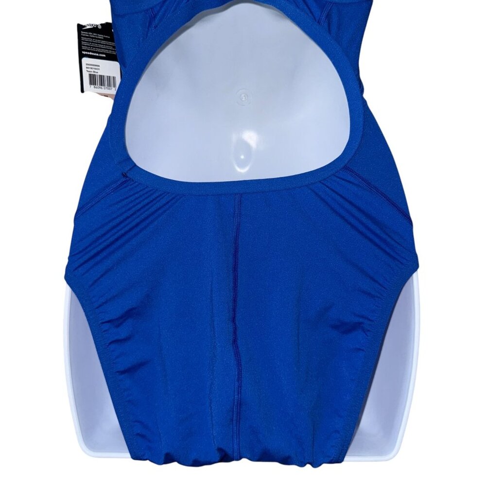 NWT Speedo Endurance + One Piece Swimsuit Womens 12 38 Solid Thin Strap Blue - Picture 7 of 8
